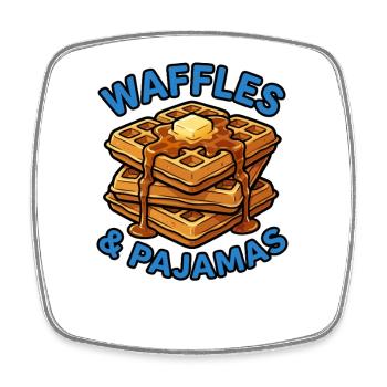 Waffles and pajamas love breakfast waffles - Square fridge magnet - white - Front
