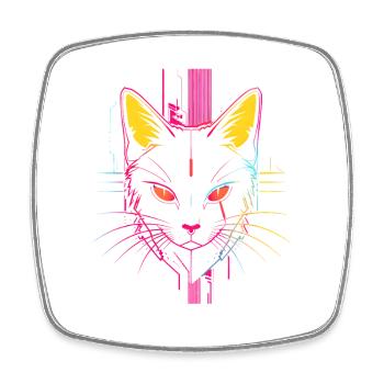 Look Steampunk Chat - Magnet carré - blanc - Devant