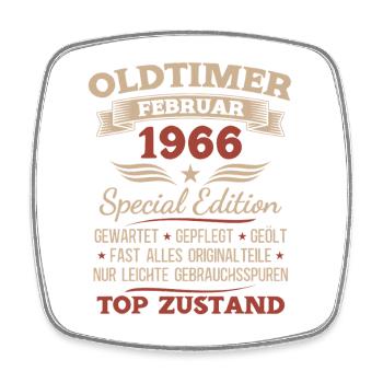 60. Geburtstag Mann Vintage 1966 Februar  - Viereckiger Kühlschrankmagnet - Weiß - Vorne