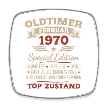56th Birthday Man Vintage 1970 February - Square fridge magnet - white - Front