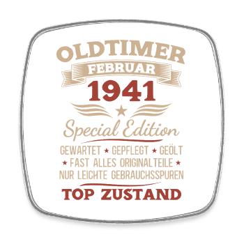 85th Birthday Man Vintage 1941 February - Square fridge magnet - white - Front