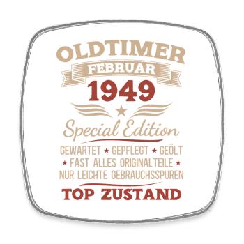 77e anniversaire Homme Année 1949 Février 1949 - Magnet carré - blanc - Devant