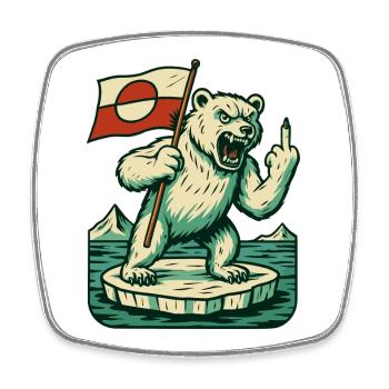 Hands Off Greenland Flag Arctic Polar Bear - Viereckiger Kühlschrankmagnet - Weiß - Vorne
