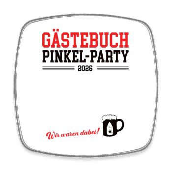 Pinkel Party 2026 Baby Peeing Puller Party Baby Beer - Square fridge magnet - white - Front