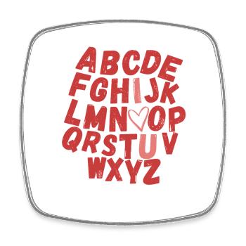 Bunte Alphabet Herz Druck - Viereckiger Kühlschrankmagnet - Weiß - Vorne