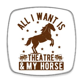 Théâtre musical Tout ce que je veux Mon cadeau de cheval et de théâtre - Magnet carré - blanc - Devant