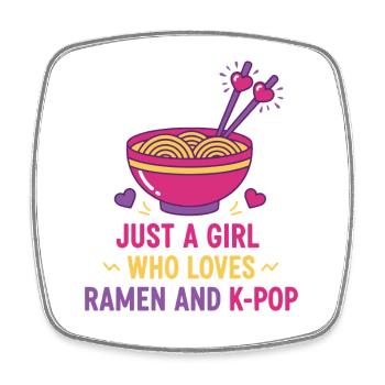 Nur ein Mädchen, das Ramen und koreanische K-Pop-Musik liebt - Viereckiger Kühlschrankmagnet - Weiß - Vorne
