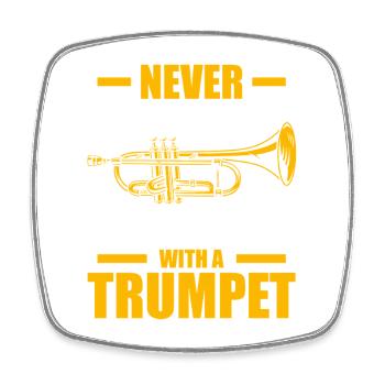 An old man with a trumpet trumpet player - Square fridge magnet - white - Front