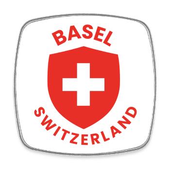 Basel shield Swiss cross - Square fridge magnet - white - Front
