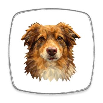 Australian Shepherd – Geometric Dog Art Design - Square fridge magnet - white - Front