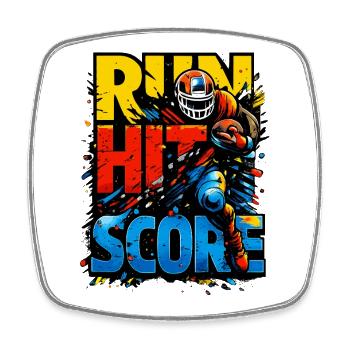Run Hit Score | American Football Design - Square fridge magnet - white - Front