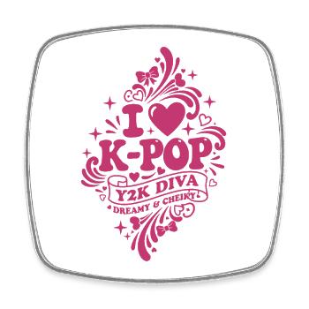 I Love K-Pop Y2K Diva Dreamy And Cheeky Korean - Square fridge magnet - white - Front