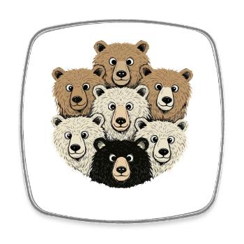 Drôles de Bandes d’Ours Cartoon Heads - Magnet carré - blanc - Devant