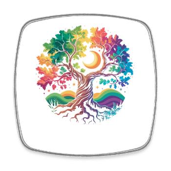 Rainbow Tree Moon Magic - Square fridge magnet - white - Front