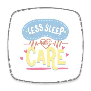 Aidant Aidant Soins aux personnes âgées Moins de sommeil Plus de soins - Magnet carré - blanc - Devant