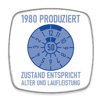 1980 Geboren 50. Geburtstag Auto Tuning - Viereckiger Kühlschrankmagnet - Weiß - Vorne
