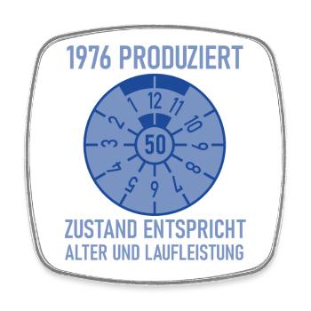 1976 Geboren 50. Geburtstag Auto Tuning - Viereckiger Kühlschrankmagnet - Weiß - Vorne