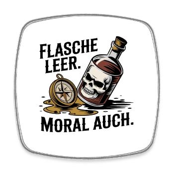  Flasche Leer Moral Auch Totenkopf Kompass Alkohol - Viereckiger Kühlschrankmagnet - Weiß - Vorne