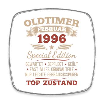 30. Geburtstag Mann Vintage 1996 Februar  - Viereckiger Kühlschrankmagnet - Weiß - Vorne