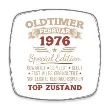 50th Birthday Man Vintage 1976 February - Square fridge magnet - white - Front