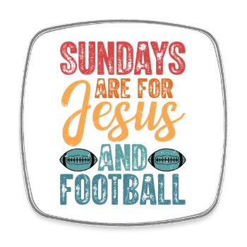 Sundays Are For Jesus And Football Season Player - Viereckiger Kühlschrankmagnet - Weiß - Vorne
