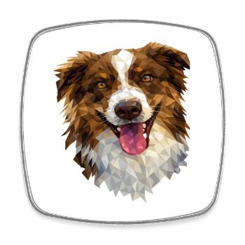Australian Shepherd – Geometric Dog Art Design - Square fridge magnet - white - Front