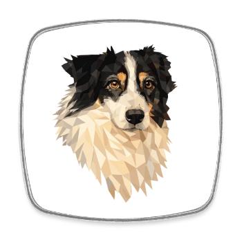 Chien à faible polygone – Conception artistique géométrique de chien - Magnet carré - blanc - Devant