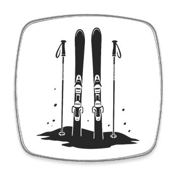 Ski in the Snow Winter Sports Adventure - Square fridge magnet - white - Front
