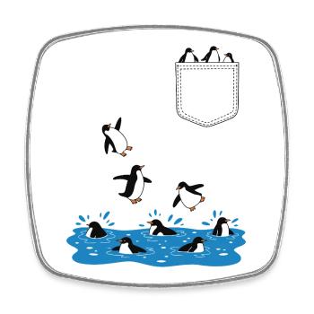 Penguin Jump Into The Water Pocket Design - Square fridge magnet - white - Front