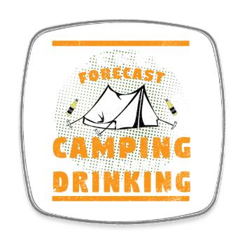 Wochenend-Wettercamping mit Chance auf Trinken - Viereckiger Kühlschrankmagnet - Weiß - Vorne