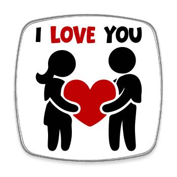 Ich Liebe Dich - Paar Verliebt Herz - Viereckiger Kühlschrankmagnet - Weiß - Vorne