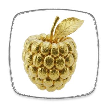 Golden Raspberry Motif - Square fridge magnet - white - Front