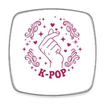 K-Pop Cœur de doigt Musique coréenne Amour mignon K-Pop - Magnet carré - blanc - Devant