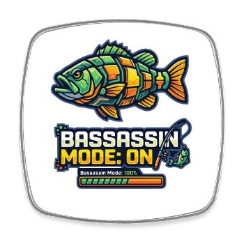 Bassassin Mode On Angler Design - Viereckiger Kühlschrankmagnet - Weiß - Vorne