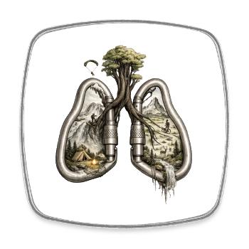 Breath of Nature – Outdoor Adventure in a Carabiner - Square fridge magnet - white - Front