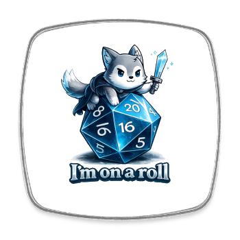 I'm on a Roll – Role-Playing Game Dice Wolf - Square fridge magnet - white - Front