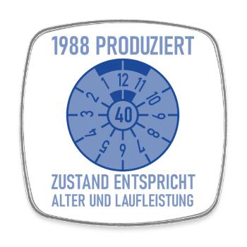 1988 Geboren 40. Geburtstag Auto Tuning - Viereckiger Kühlschrankmagnet - Weiß - Vorne