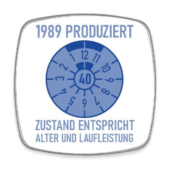 1989 Geboren 40. Geburtstag Auto Tuning - Viereckiger Kühlschrankmagnet - Weiß - Vorne