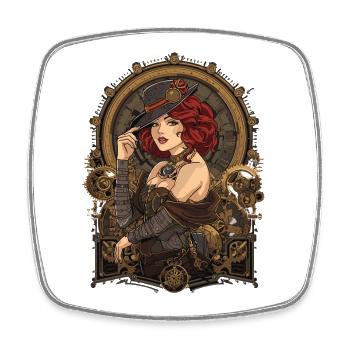 Steam Punk Beautiful Women Steampunk - Square fridge magnet - white - Front