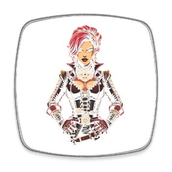 Steam Punk Beautiful Women Steampunk - Square fridge magnet - white - Front