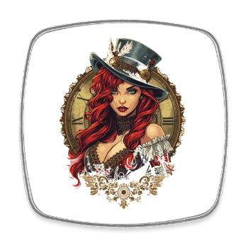 Steam Punk Beautiful Women Steampunk - Square fridge magnet - white - Front