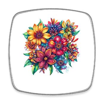 Colourful fireworks of flowers - Square fridge magnet - white - Front