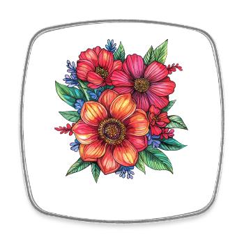 Farbenfrohes Blumenbouquet Illustration - Viereckiger Kühlschrankmagnet - Weiß - Vorne