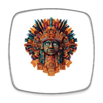 Aztec Fire Mask - Square fridge magnet - white - Front