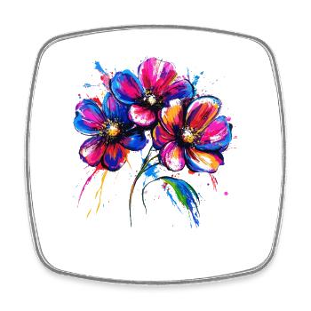 Buntes Blumenmotiv Farbexplosion - Viereckiger Kühlschrankmagnet - Weiß - Vorne
