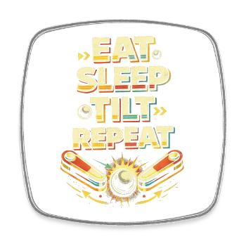 Joueur de flipper mange Sleep Tilt - Magnet carré - blanc - Devant