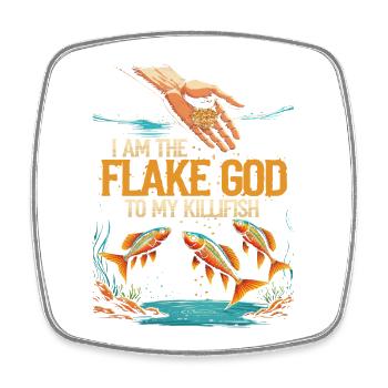 Toothcarp Killfish I Am The Flake God - Square fridge magnet - white - Front