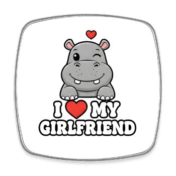Süßes Hippo I Love My Girlfriend Design - Viereckiger Kühlschrankmagnet - Weiß - Vorne