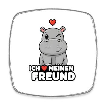 Süßes Hippo Ich liebe meinen Freund Design - Viereckiger Kühlschrankmagnet - Weiß - Vorne