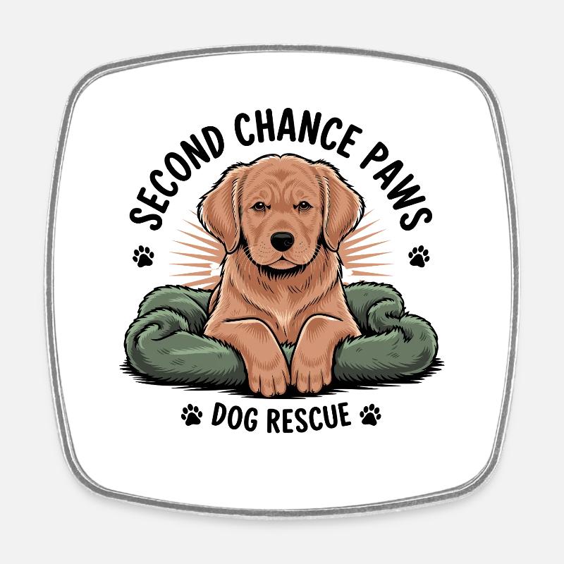 Second Chance Paws Hund Rettung - Viereckiger Kühlschrankmagnet - Weiß